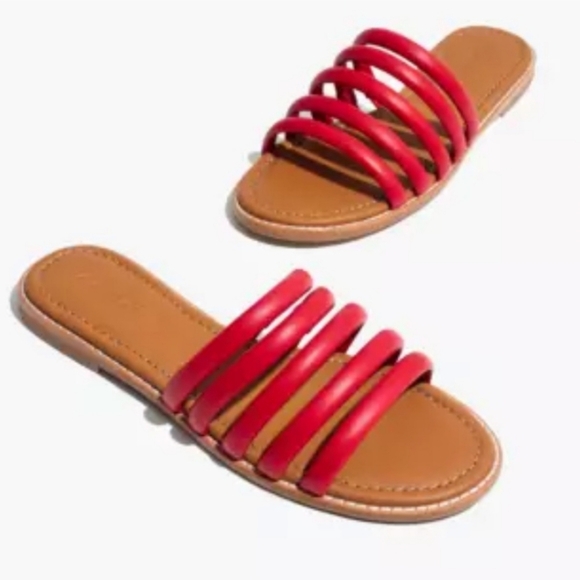Madewell Red Leather Maddie Slides Sandals size 8 - Picture 2 of 9